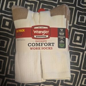 Wrangler Men's Comfort Crew Socks - White and Brown
